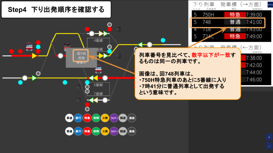 Step 4: 下り出発順序を確認