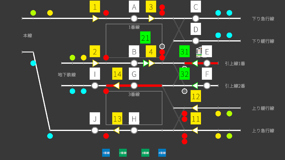 新北沢のてこ配置図